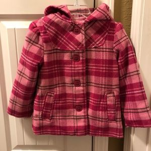 Girls 3T Old Navy pink plaid hooded coat